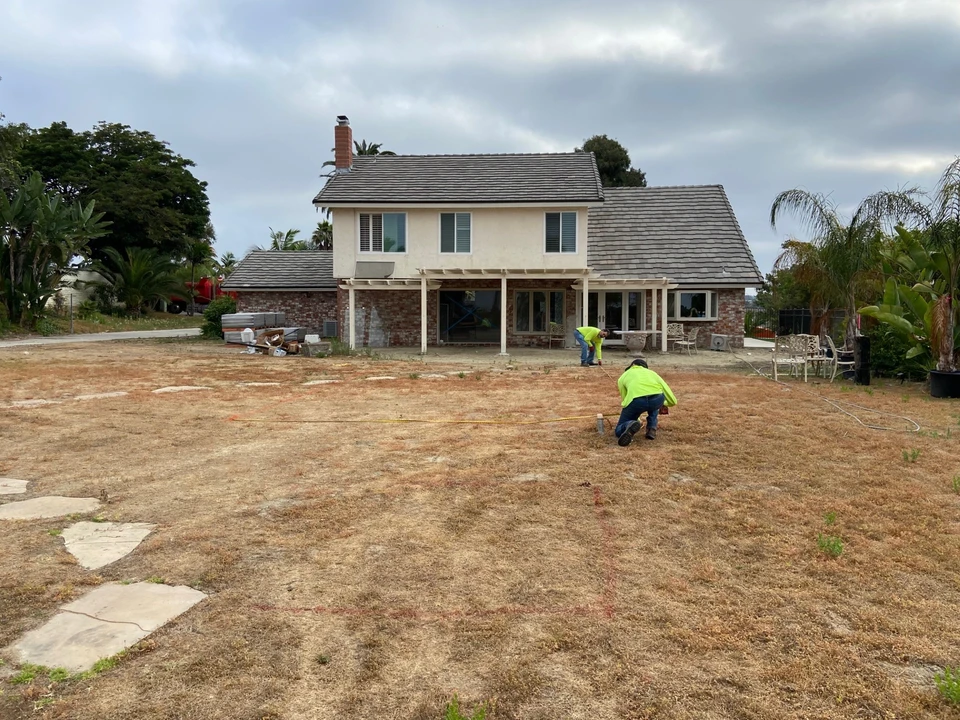 California Custom Pools Construction Team is preparing the area in constructing a custom pool in oceanside neighborhood
